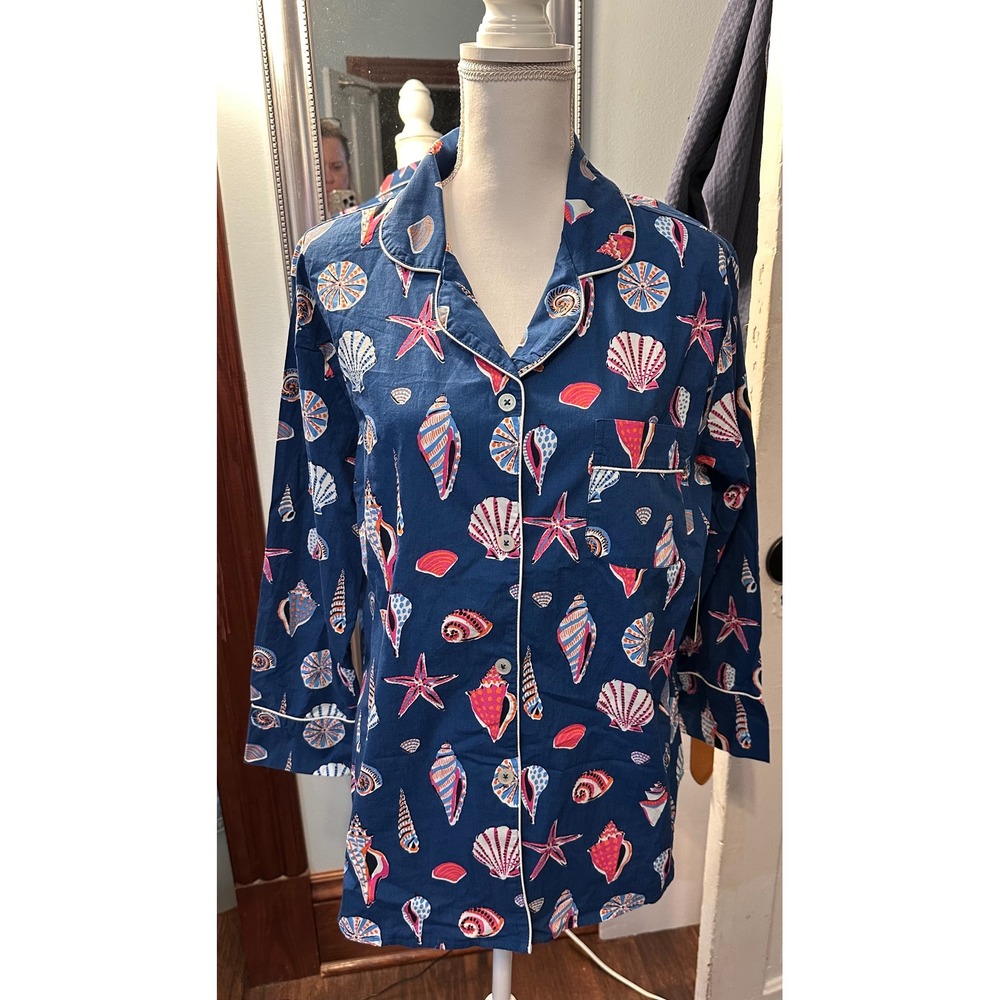 Printfresh M Beachcomer organic Cotton Pajama Top Shoreline Blue Long Sleeve